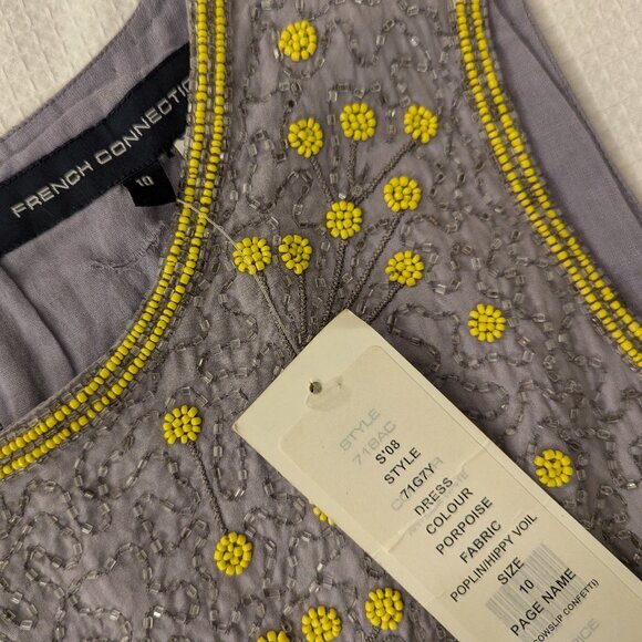 NWT French Connection Lavender Beaded Cocktail Sheath Dress Women's 10 - Picture 7 of 8